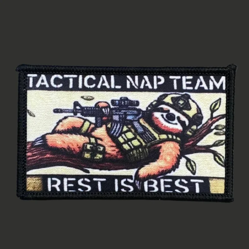 Parche táctico para equipo de siesta, insignia de moral militar divertida con estampado de gancho y bucle, mochila, ropa, accesorios decorativos, pegatina, brazalete