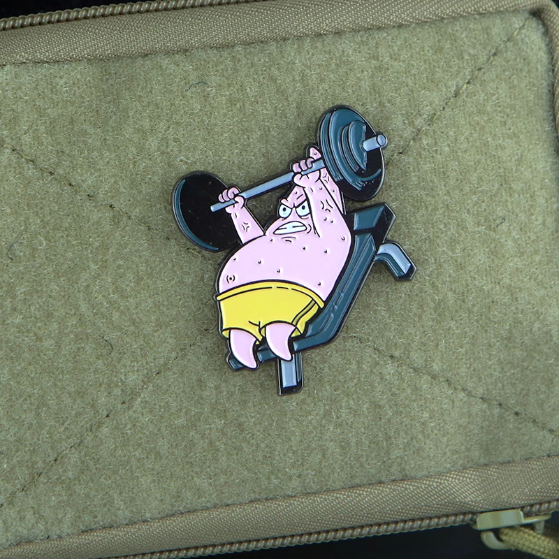 Parches de Metal divertidos de Patricio y estrella para Fitness, pesas de prensa supina, insignia táctica de equipamiento pequeño para mochila, ropa con gancho - imagen 3