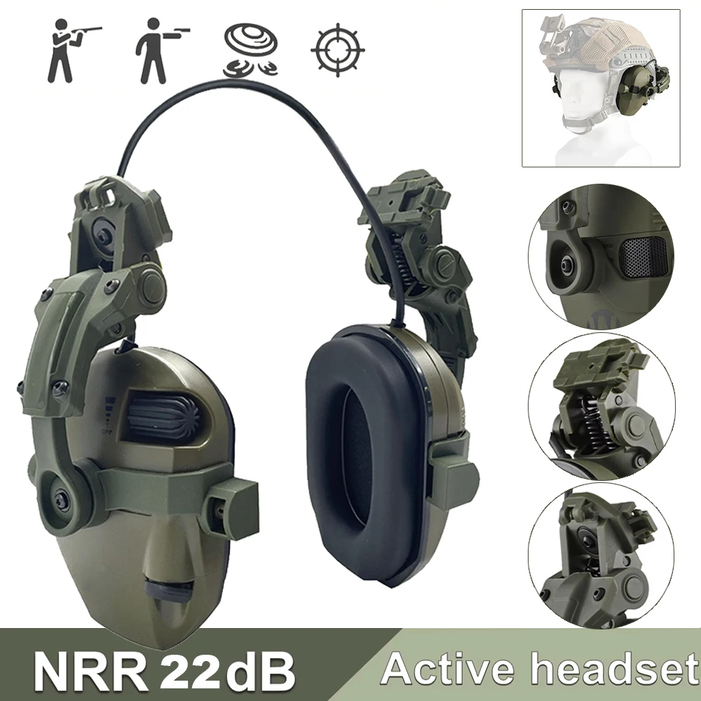 Orejeras montadas en casco activo para disparar protección auditiva electrónica protección auditiva reducción de ruido auriculares de caza activos
