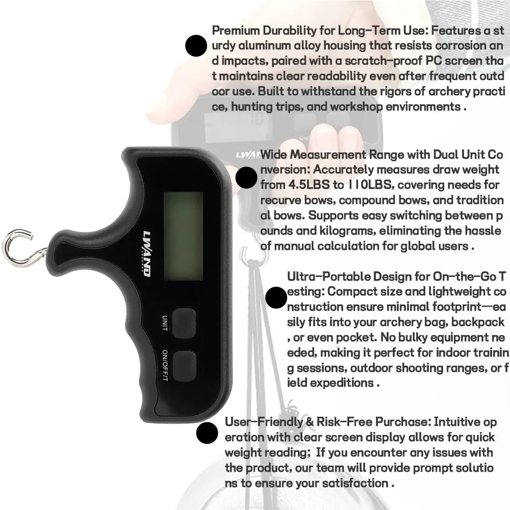 Báscula de arco Digital CR32, herramienta de Metal, rango de 4,5-110 libras, tiro al objetivo de caza, pantalla LED, medida, batería de peso no incluida - imagen 2