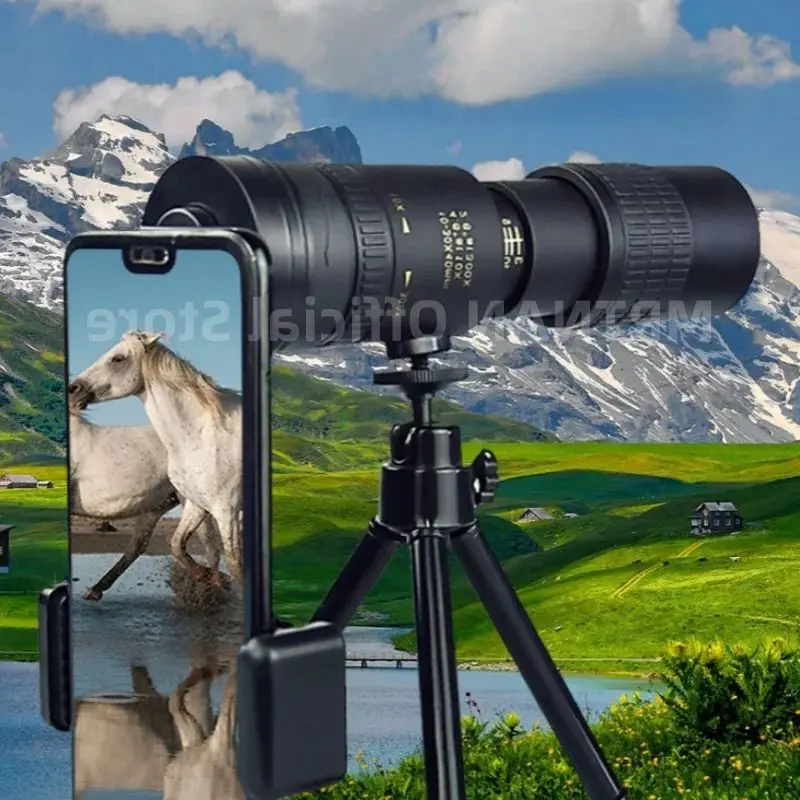 Telescopio con Zoom 10-300x40 HD, binoculares potentes portátiles de largo alcance, Monocular profesional de baja visión nocturna para caza