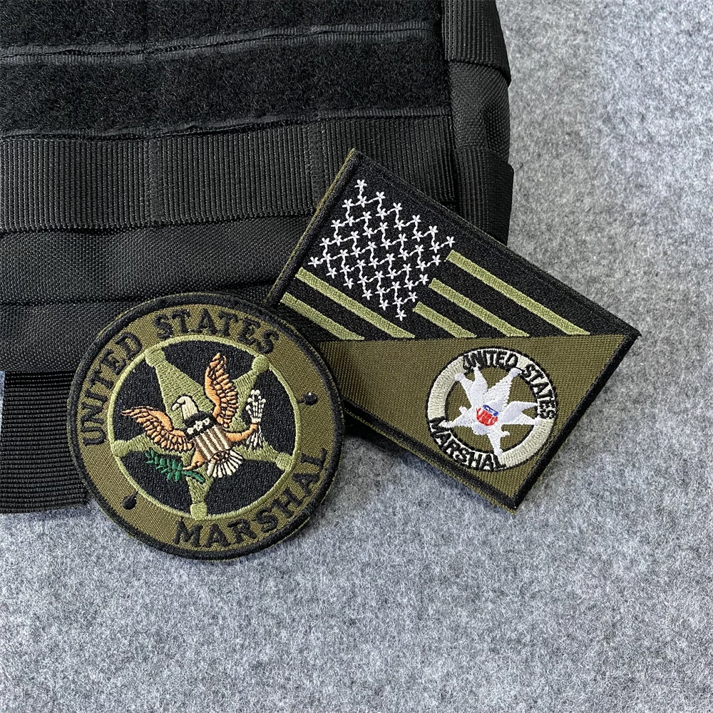 Parches de brazalete del equipo de rescate de esterco de MarSHAL de EE. UU., chaleco SHERIFF, insignia de gancho y bucle, bordado grande, modelado COS, moral de aviación del ejército - imagen 4