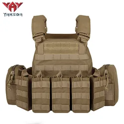 YAKEDA-Chaleco táctico de nailon 1000D, portador de placa, protección para caza al aire libre, chaleco Molle multifunción ajustable para combate Airsoft