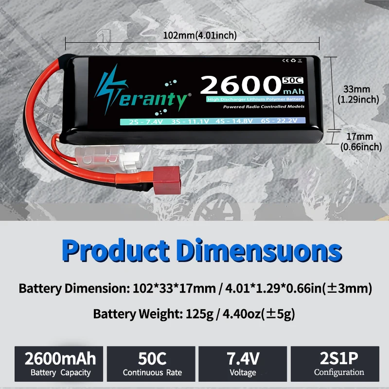 Teranty Batería LiPo para Drone FPV compatible con conectores T XT60 - imagen 2