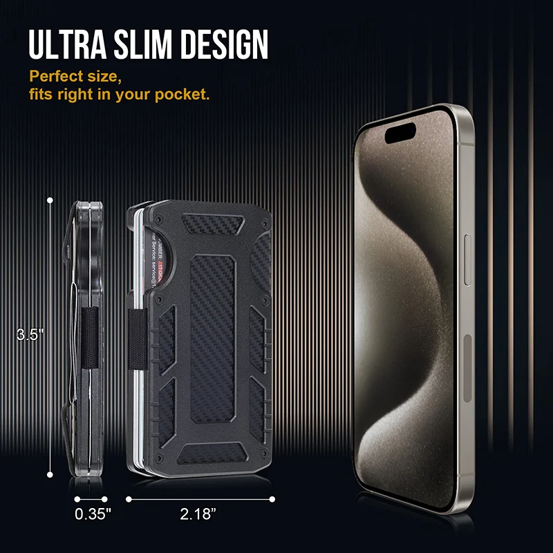 Cartera ONETIGRIS para hombre, tarjetero para exteriores, práctico táctico Magsafe de aluminio, Mini billetera mágica inteligente con capacidad para hasta 15 tarjetas-01 - imagen 4