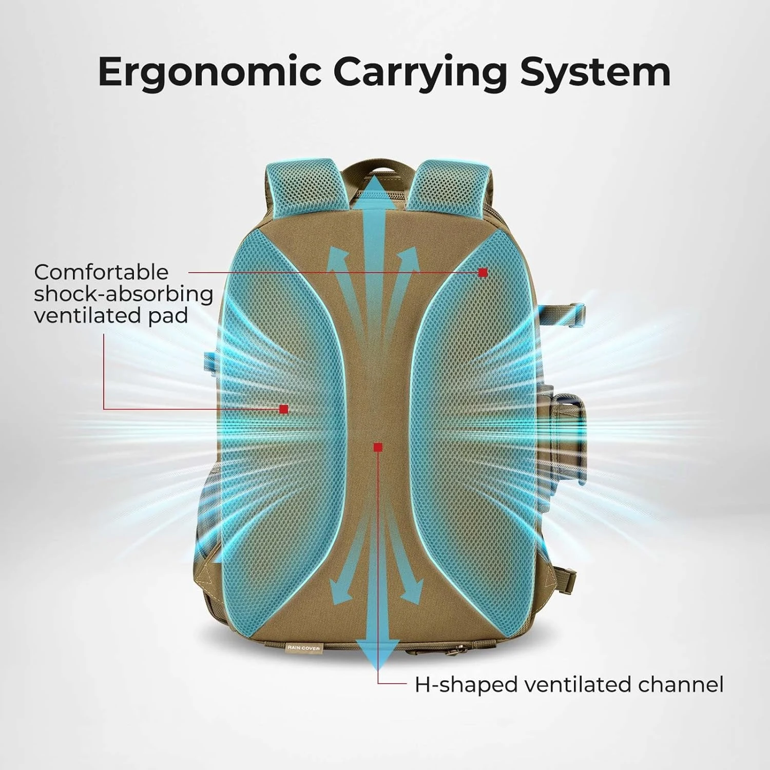 Mochila para aparejos de pesca con caña y soporte para equipo, bolsa ligera para almacenamiento de aparejos de pesca con cubierta protectora contra la lluvia - imagen 3