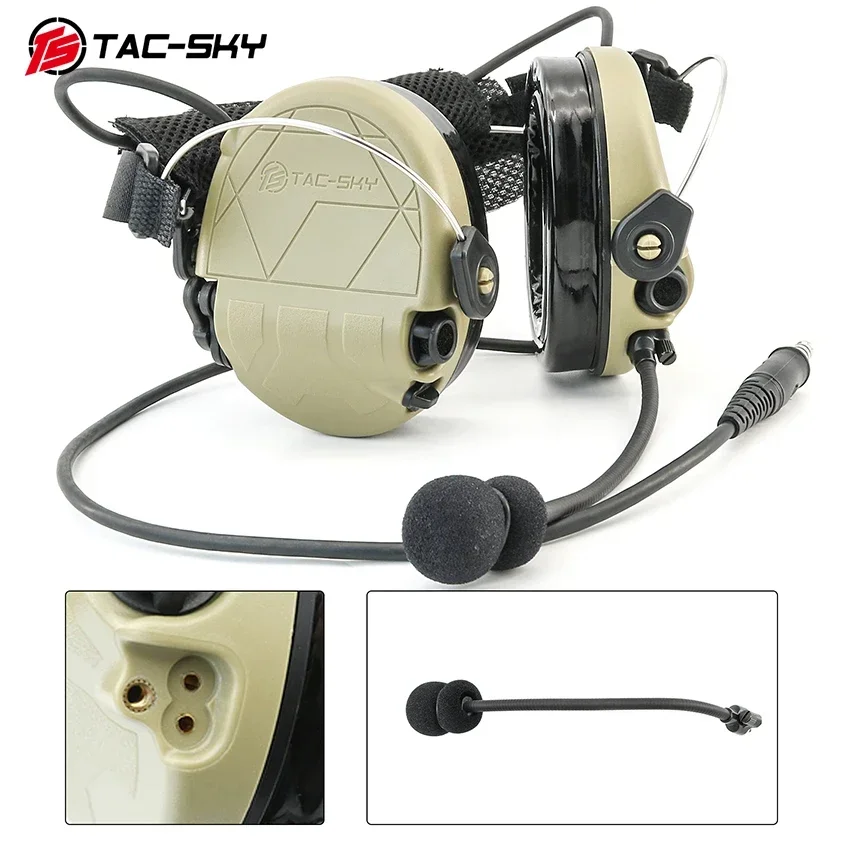 TS TAC-SKY TAC-302 Diadema trasera Protección táctica para los oídos, auriculares electrónicos con cancelación de ruido con PTT V2 de 2 pines para Airsoft - imagen 4