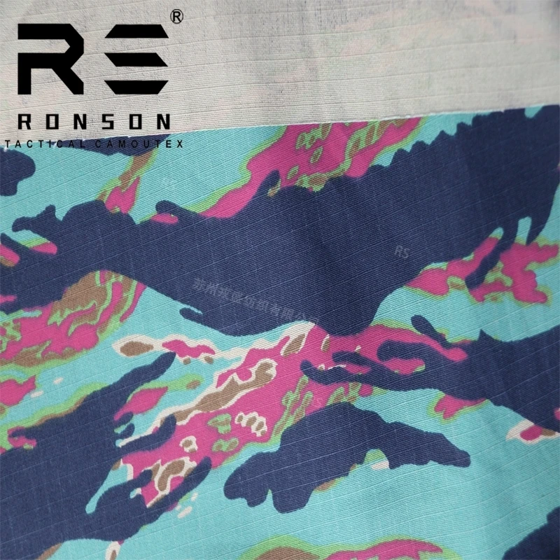 Tela de algodón de camuflaje a rayas de tigre de Miami, tela de traje de rana táctica transpirable, resistente a la abrasión, nailon, Gingham, NYCO50/50 - imagen 5