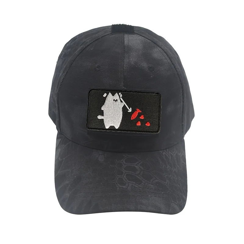 Parche de Velcros de pescado bifurcado de gato pirata de barba negra, sujetador de gancho y bucle divertido, insignia táctica militar para mochila Molle - imagen 4