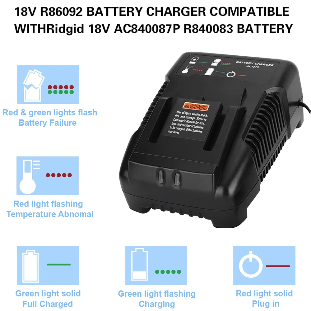 Cargador de batería de litio de 18V para AEG RIDGID 14,4 V 18V batería de iones de litio herramienta eléctrica carga de batería carga rápida de alta calidad