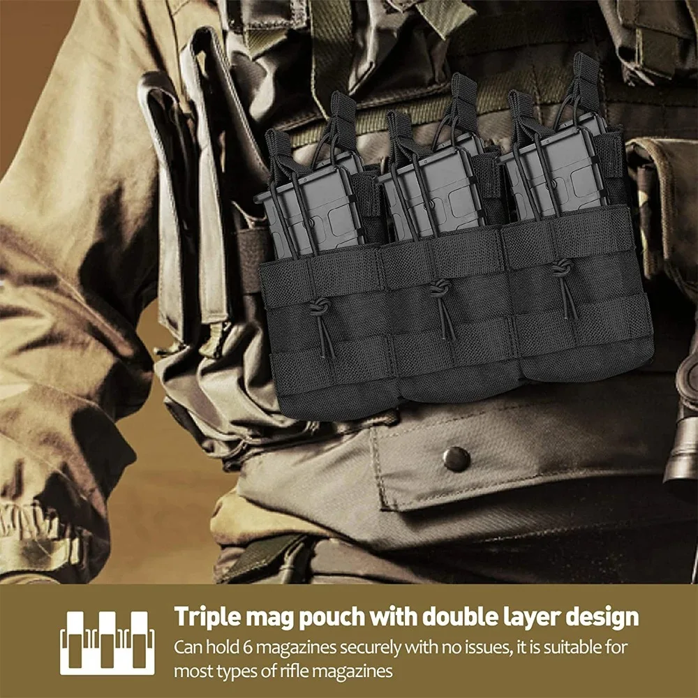 Nueva bolsa Molle para exteriores, bolsa Triple para revistas, bolsas magnéticas de doble capa, soporte Universal para cartuchos para M4 M14 M16 AK AR - imagen 2
