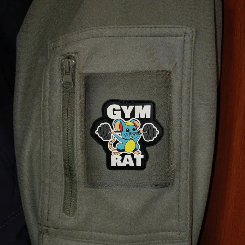 Parche de insignia de moral de rata de gimnasio de PVC, parches militares tácticos de entrenamiento cruzado, brazalete, gancho y bucle, mochila, sombrero, accesorios DIY, pegatinas - imagen 5
