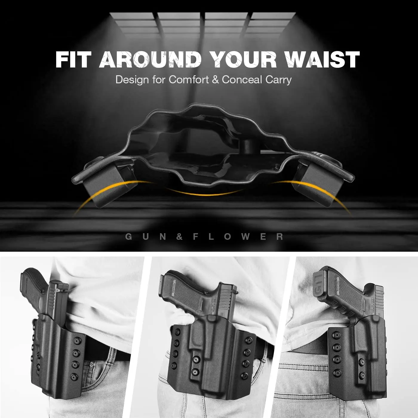 Funda Kydex OWB Glock para pistola de tiro y caza, zurda o diestra - imagen 5