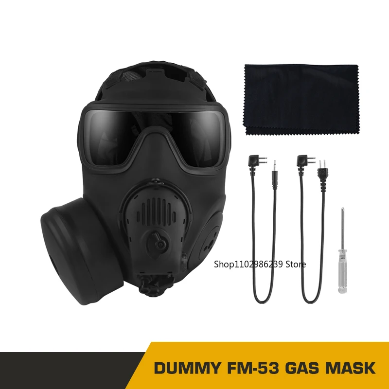 Máscara de Gas táctica FM-53, modelo simulado, máscara protectora de cara completa con filtro de ventilador, recipiente, comunicación de micrófono para Cosplay