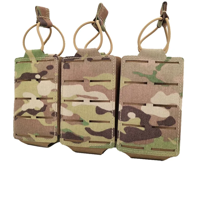 Bolsa táctica para revistas 5,56/7,62, Modular Airsoft, Triple bolsa abierta superior Mag, portador de corte láser, bolsas para revistas Molle