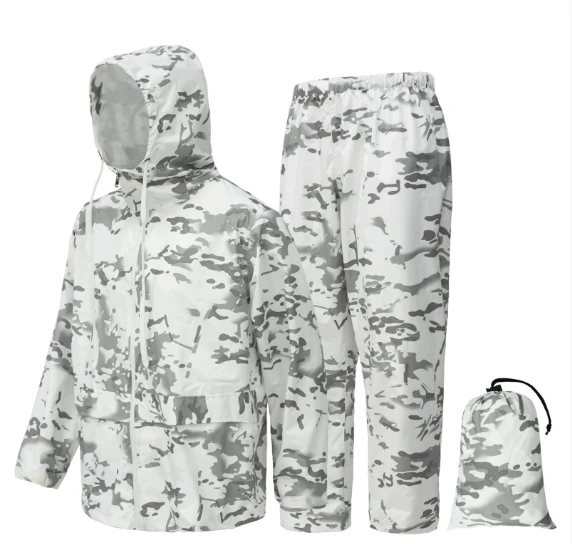 Traje de capa de lluvia para caza, montar, pescar, tira reflectante, chaqueta y pantalones de lluvia divididos MCAP", "camuflaje alemán", - imagen 2