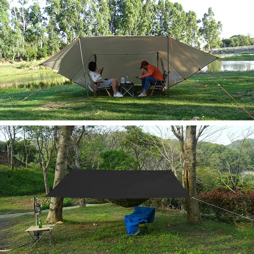 Lona de 19 puntos colgantes, impermeable, supervivencia, Bushcraft, refugio solar, tienda de sombra de playa, dosel para exteriores, toldo turístico para mochilero, 4x4, 3x3m - imagen 4