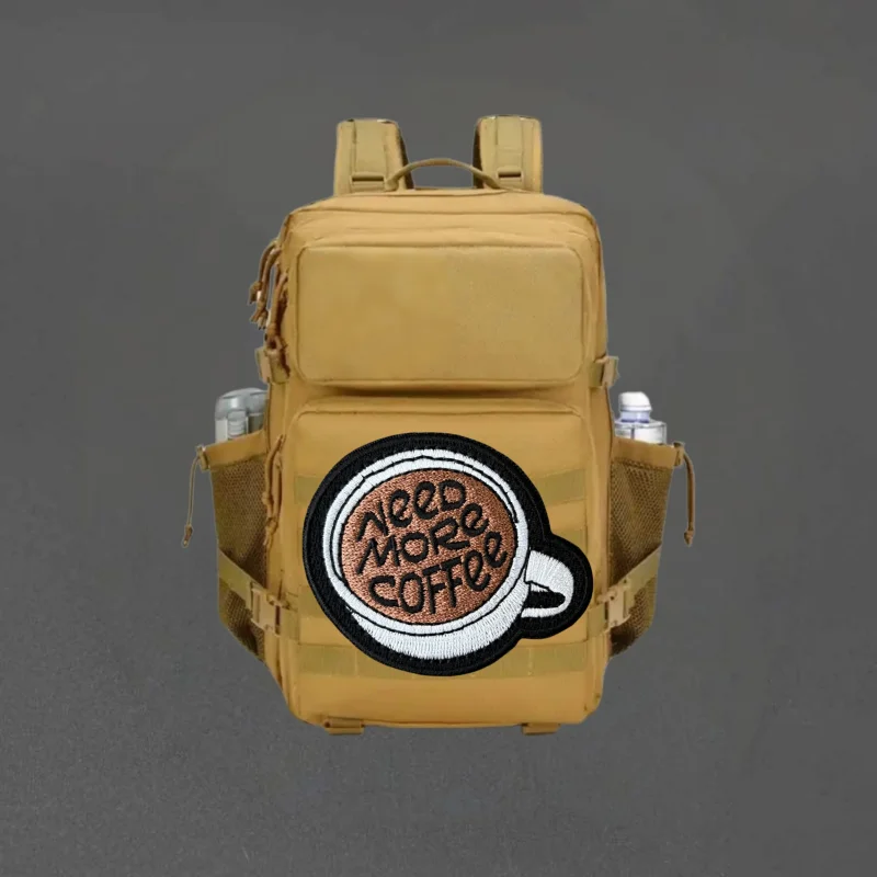 Parche bordado de taza de café, chaleco táctico, insignia de moral con gancho y bucle, pegatinas decorativas para mochila, parches para brazalete para ropa