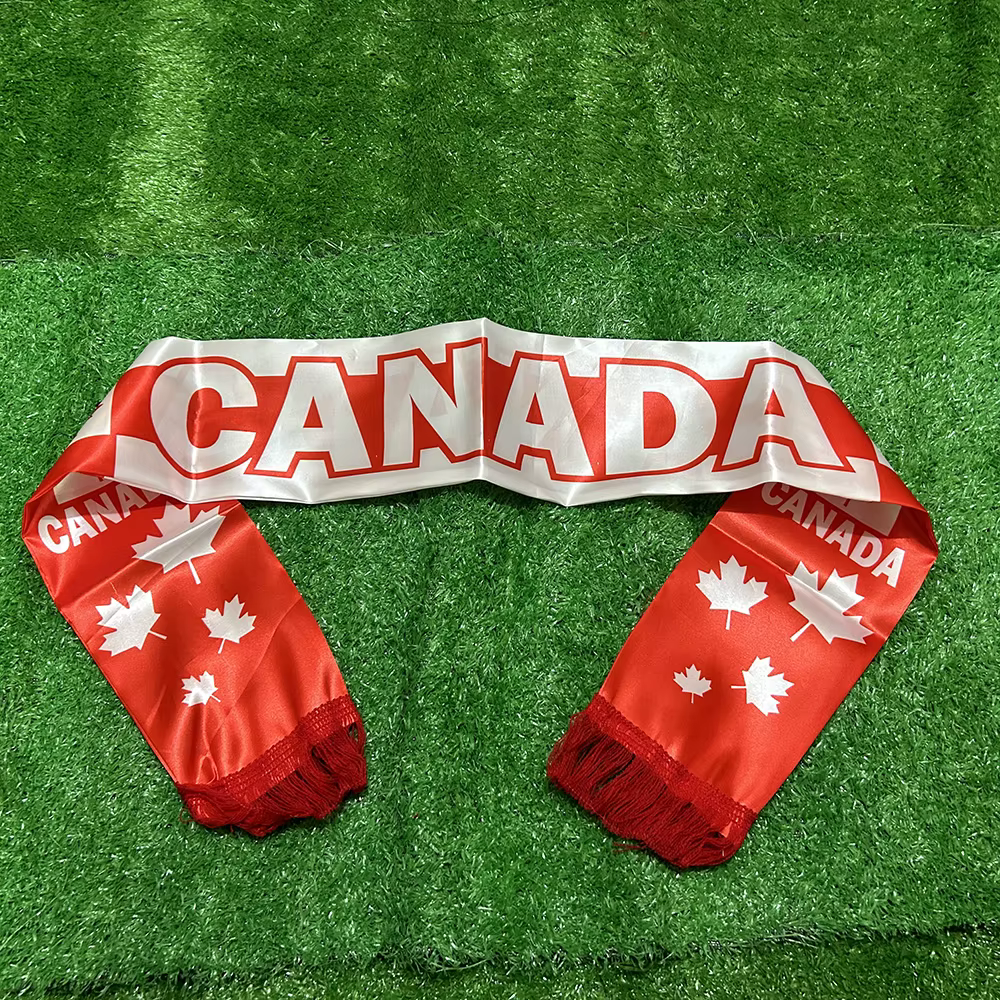 Bufanda satén bandera Canadá doble cara – Borlas para aficionados - imagen 2