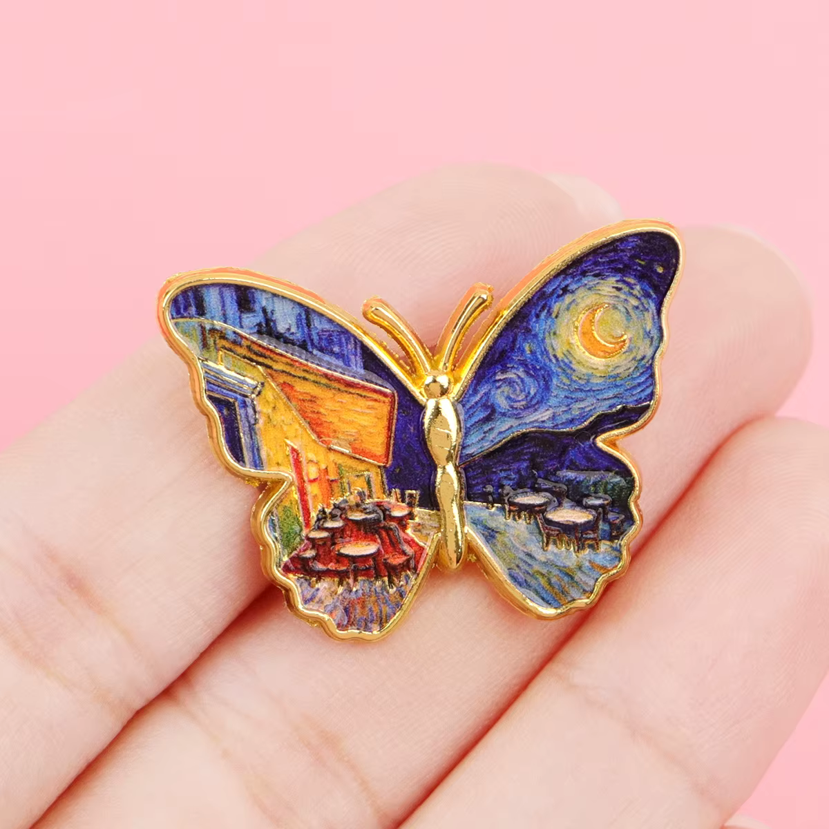 Pin esmalte mariposa cielo estrellado – Broche metálico para ropa y complementos - imagen 3