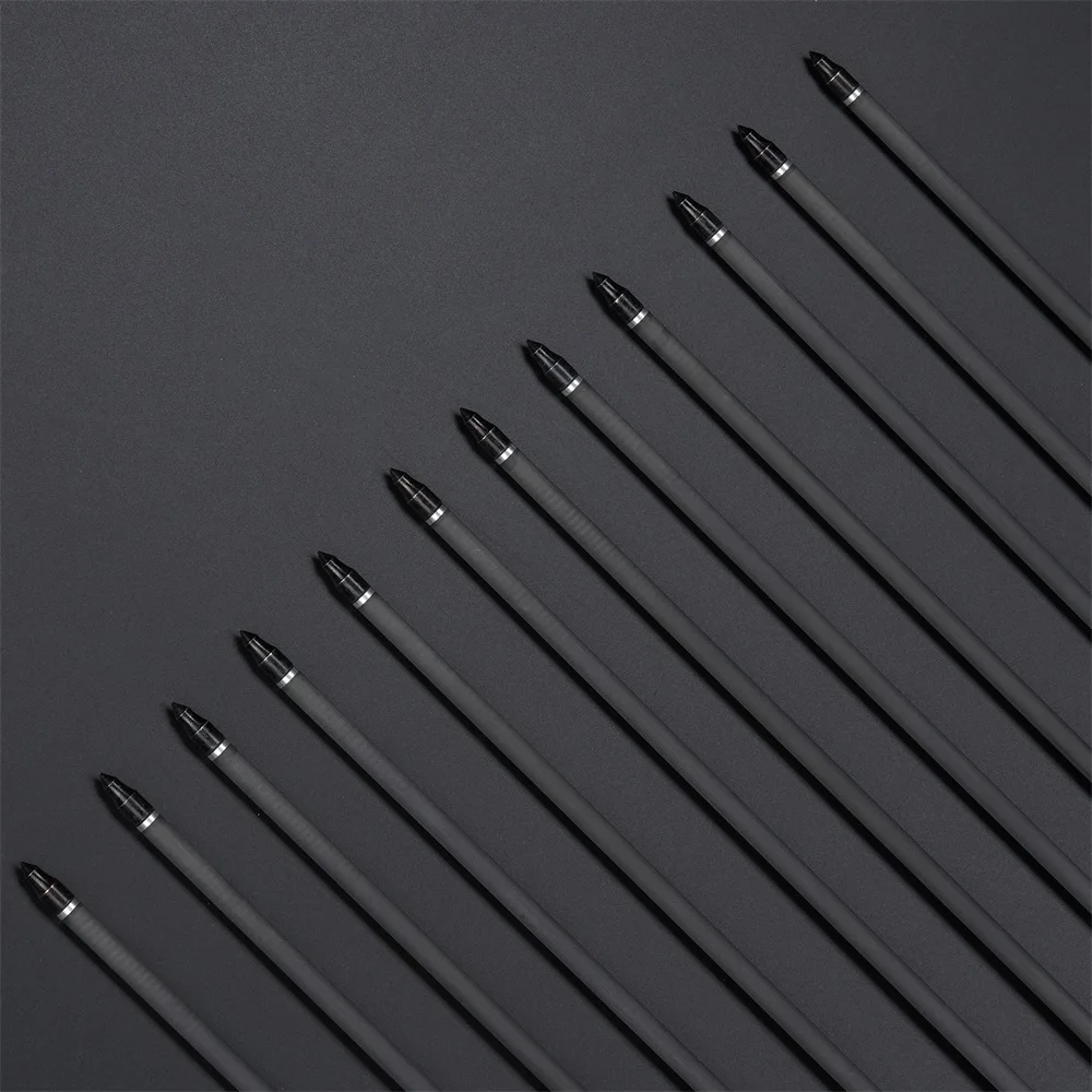 Flechas de caza de carbono 100% puro de 32 ", flechas de práctica de tiro con arco con plumas de pavo de 4 ", columna vertebral 400 para arco compuesto recurvo - imagen 3