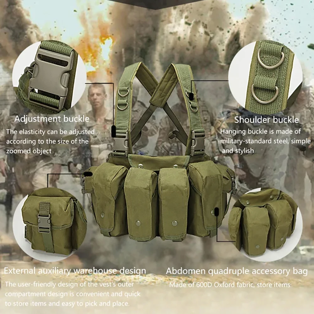 Nuevo juego CS al aire libre caza táctico AK chaleco pecho Rig AR AK 47 revista chaleco Molle bolsa de accesorios de extracción rápida