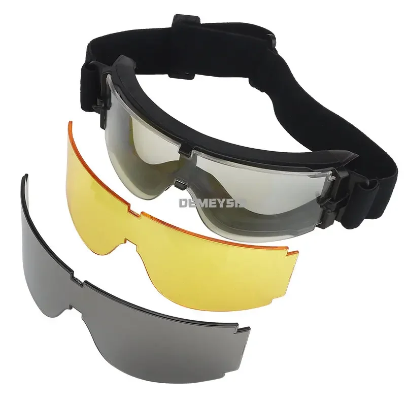 Airsoft-gafas tácticas con 3 lentes intercambiables, lentes militares a prueba de viento, tiro al aire libre, caza - imagen 4