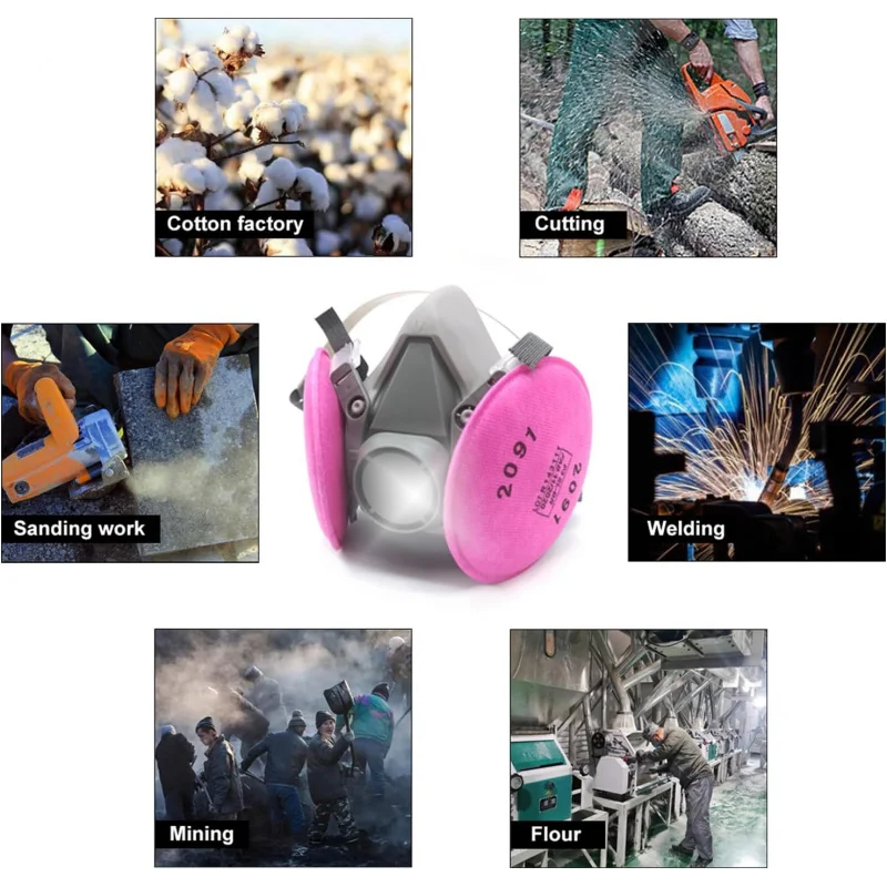 Media mascarilla reutilizable: una mascarilla respiratoria con filtro para pintura en aerosol, polvo, soldadura, resina, humo y gases de vapor orgánicos. - imagen 5