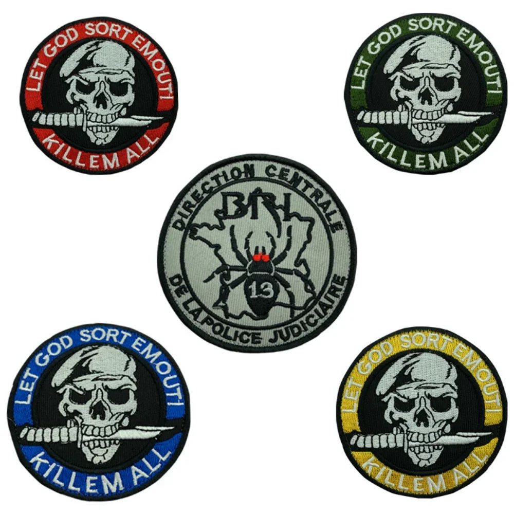Parche de calavera con cuchillo, insignias bordadas de las fuerzas especiales, pegatina Punk para chaqueta, apliques tácticos militares de gancho y lazo para ropa