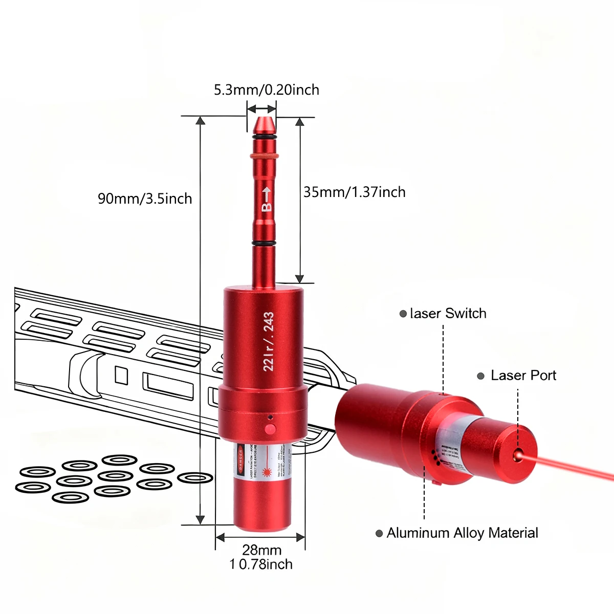 Carga USB 22LR.243.177 9mm 38SPL.45ACP.223Rem Cartucho de entrenamiento láser magnético de doble propósito para polvo de fuego seco - imagen 3