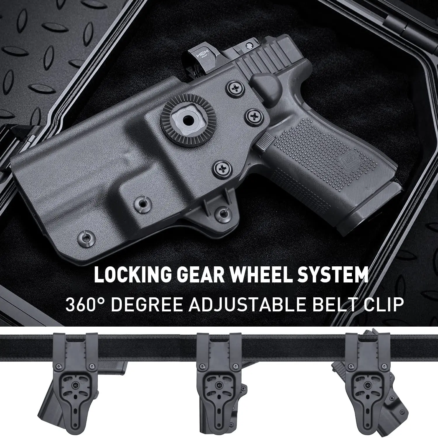 Solo se adapta a Glock 17/19/19X/44/45 Gen (1 2 3 4 5), pistola y flor, UGB Kydex nivel II, funda de liberación de pulgar, corte óptico, mano derecha - imagen 4