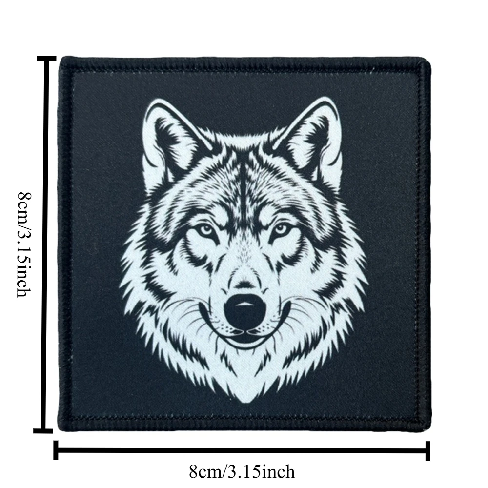 Parche táctico de cabeza de lobo, parches divertidos de gancho y bucle, insignia de moral, brazalete del ejército militar, pegatinas para mochila - imagen 2