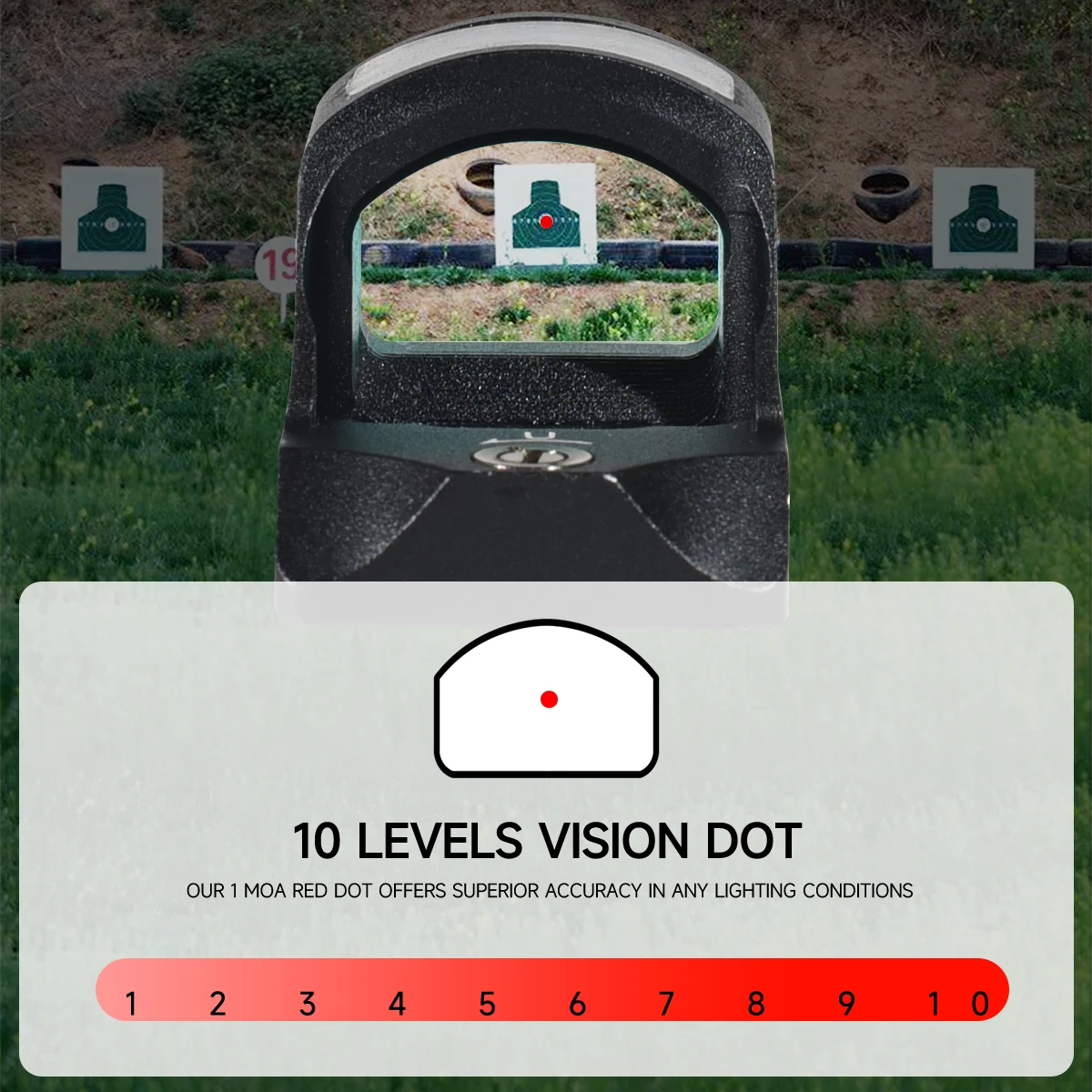 Mira telescópica óptica de punto rojo para caza, energía Solar, tácticas, práctica de tiro al aire libre, mira Airsoft compatible con montaje en riel de 20mm - imagen 4