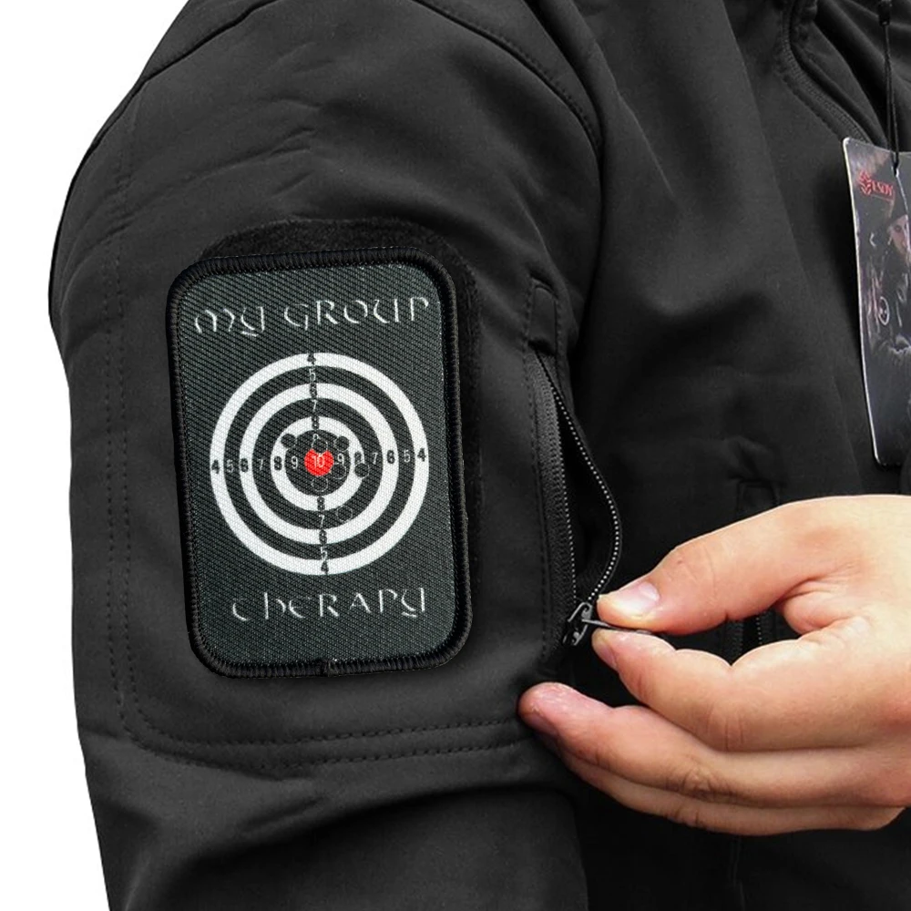 Parche táctico de tiro al objetivo para terapia de grupo, parches de gancho de moral militar, equipo, apliques para mochila del ejército