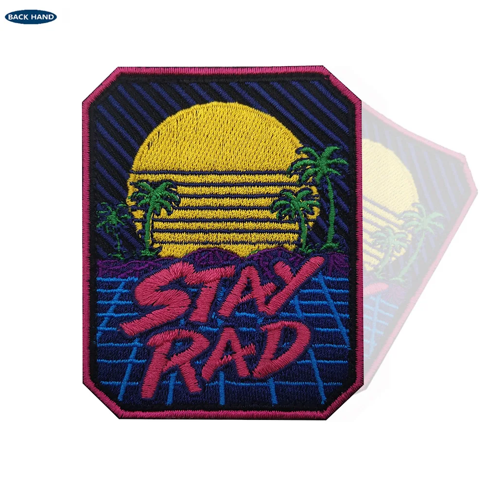 Insignia de moral de paisaje natural al aire libre, vacaciones en la playa, Camping al aire libre, pegatina mágica de STAY RAD, bordado de bolsa - imagen 3