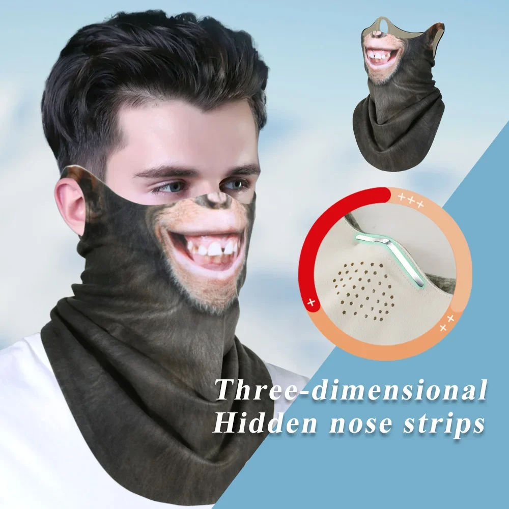 Bandana de invierno con animales en 3D, calentador de cuello, polaina, cubierta para la cara de ciclista, oreja colgante, máscara de esquí a prueba de viento, deporte, senderismo, Camping, bufanda para correr - imagen 2