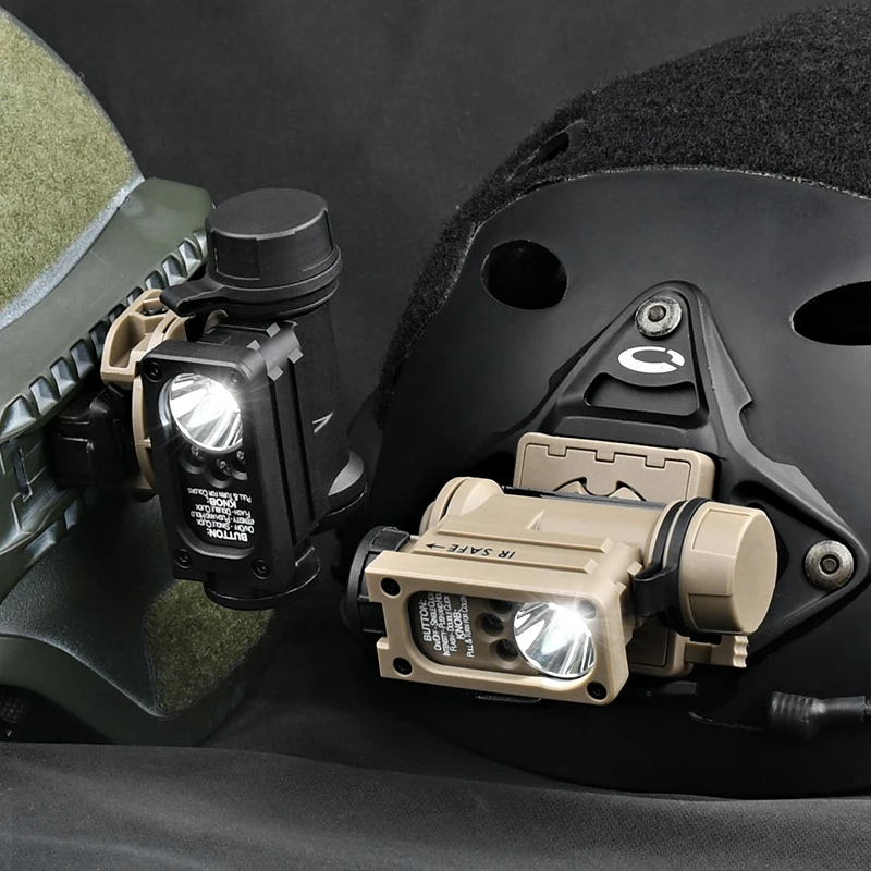 WADSN Sidewinde 2 lámpara para casco, luz LED IR blanca, roja y azul, linterna estroboscópica para arco rápido, riel de 20mm, faro táctico para caza - imagen 3