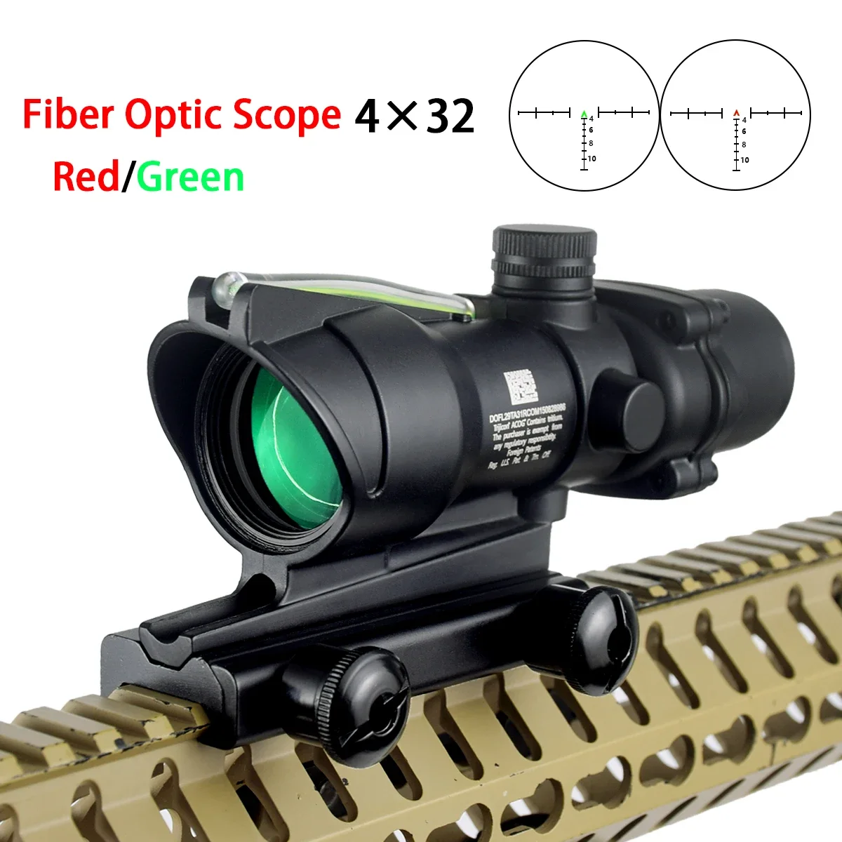Táctico Trijicon ACOG 4X32 1x32 alcance rojo verde vista Airsoft óptica iluminada Chevron Cruz vidrio grabado retícula caza - imagen 2