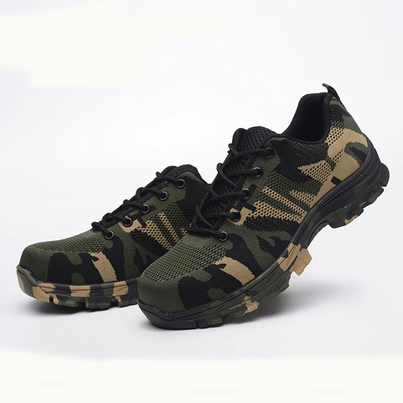 Botas de trabajo de seguridad para hombre, zapatos informales con punta de acero y malla transpirable, a prueba de perforaciones, de camuflaje, para primavera - imagen 4
