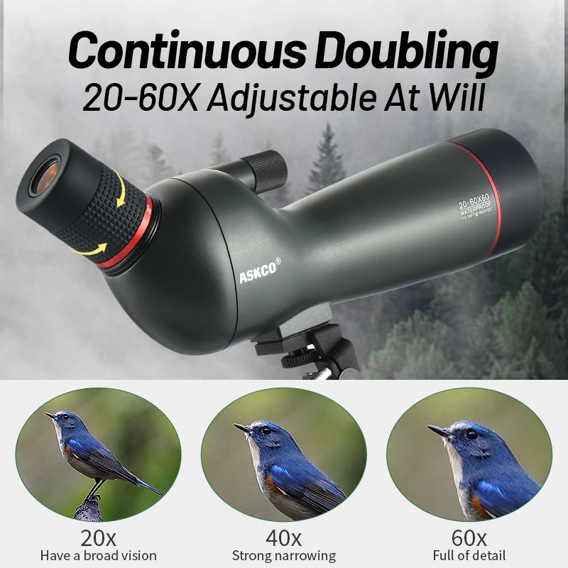 EagleView-telescopio con trípode para observación de aves, telescopio HD de 20-60x60, ideal para tiro, observación de aves, vida salvaje, paisaje y astronomía, nuevo - imagen 4