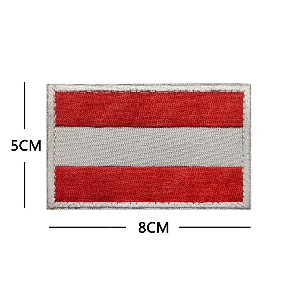Parches de bandera de Austria, insignias, moral táctica militar, apliques bordados con gancho de respaldo y anillo, parche mágico para costura DIY - imagen 3