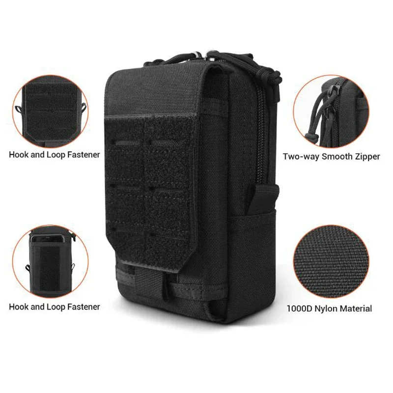 Bolsa de herramientas EDC para hombre al aire libre, bolsa Molle táctica 1000D, riñonera militar, chaleco, cartera, funda para teléfono, bolsa compacta de caza, nuevo estilo