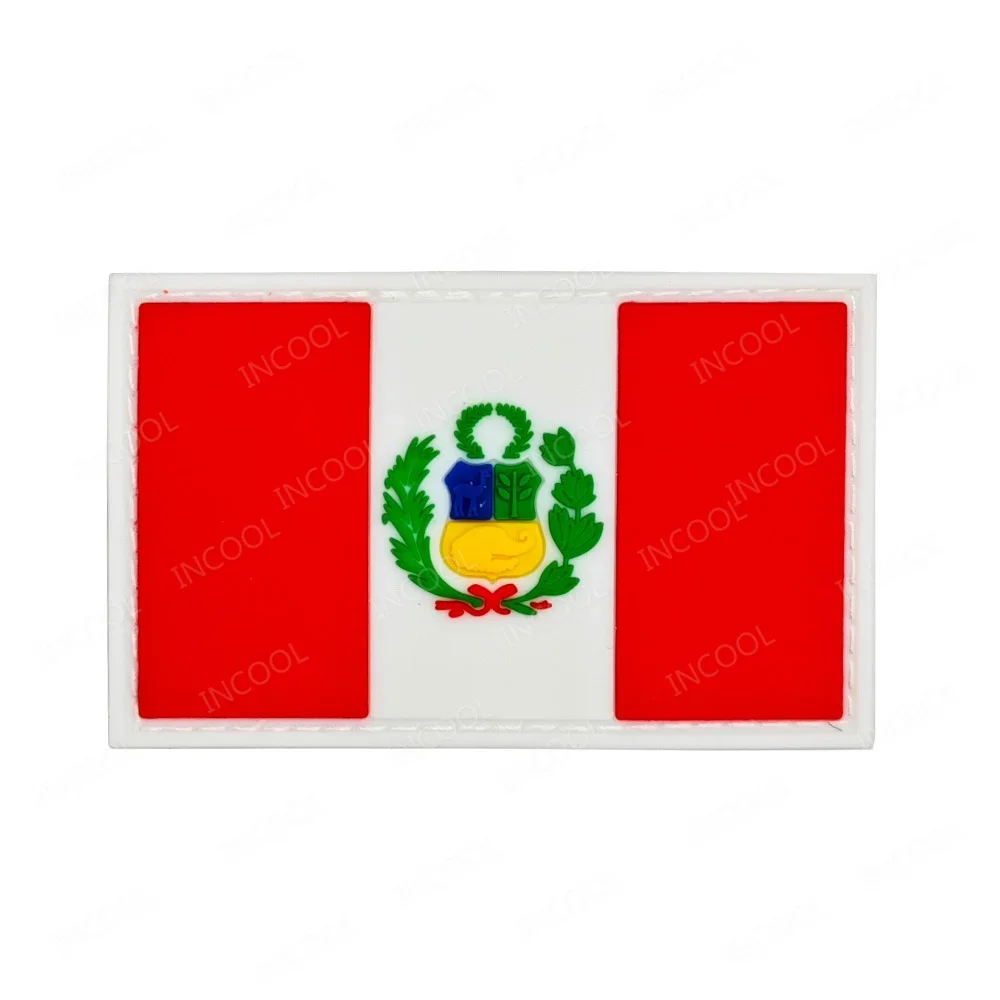 Parches reflectantes IR con bandera de Perú, brazalete táctico peruano de goma de PVC bordado, insignias decorativas con gancho para hombro - imagen 4