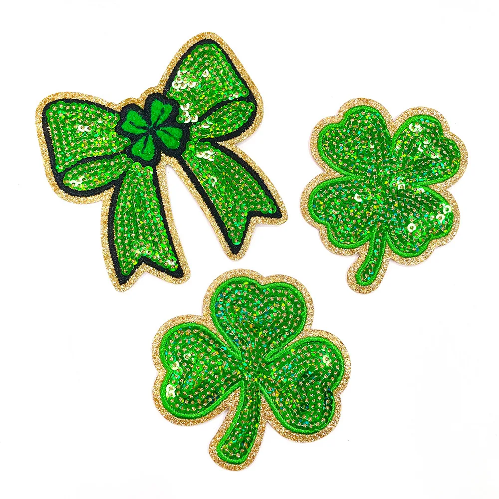 10 Uds. Parche bordado del Día de San Patricio, parches para planchar, diseño de trébol irlandés para traje de fiesta, celebración del 17 de marzo - imagen 4