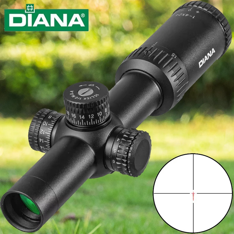 Mira telescópica táctica de retícula DIANA HD 1-4X24 con torretas de objetivo, mira de caza para Rifle de francotirador, mira óptica 2025 - imagen 4