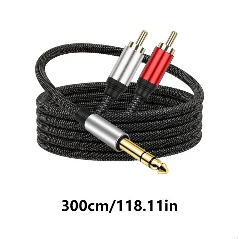Gold Plateds 6.35 mm TRS estéreo macho a 2RCA macho sonido y cable divisor k1kf - imagen 2