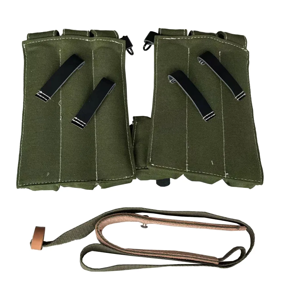 Kit de lona alemán para hombre, cartera dura verde, Kit Vintage con correa de piel de vaca, Kit MP38 MP40, paquete de equipo de la Segunda Guerra Mundial - imagen 5