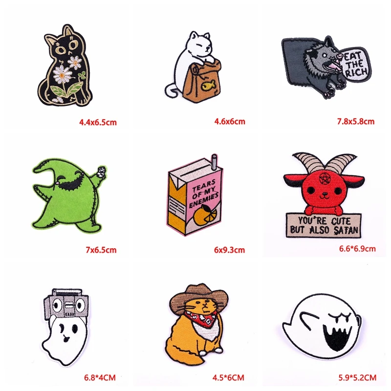 Parche bordado de animales de dibujos animados, parches termoadhesivos para planchar en la ropa, zorro, ballena y gato, 10 unidades por lote - imagen 4