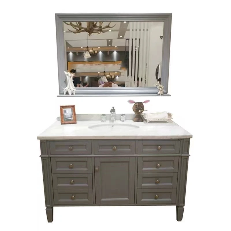 Armario de baño de lujo americano, combinación de madera maciza, lavabo, lavabo, roca de pie - imagen 5