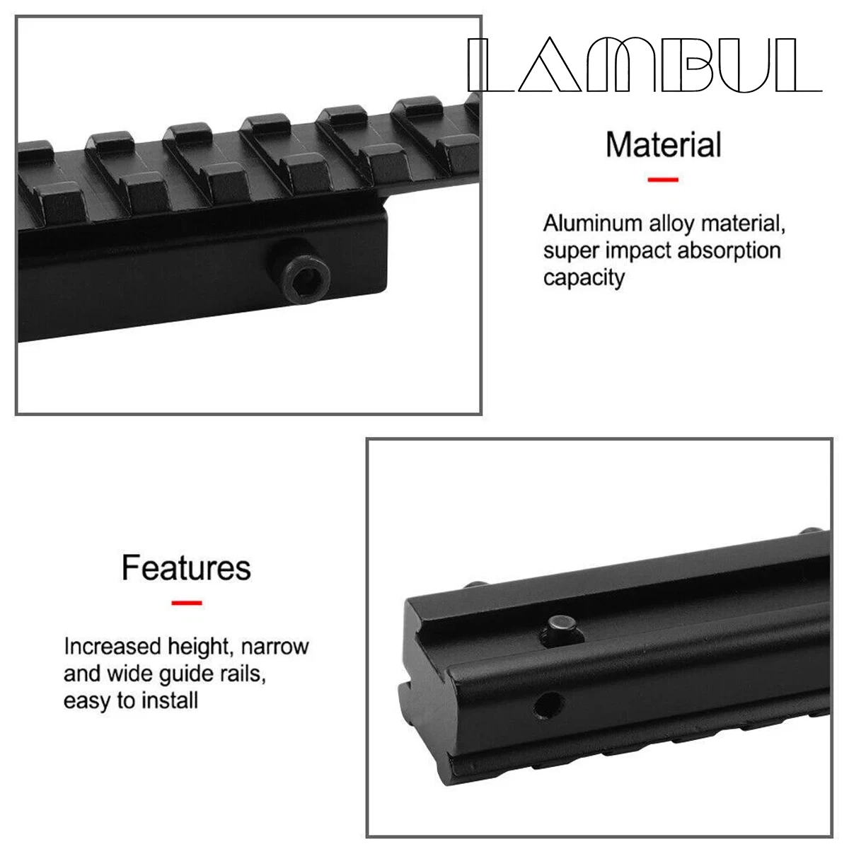 Elevador táctico de 17/30mm, extensión de alcance de riel Picatinny, convertidor adaptador de Base de montaje elevador, soporte de extensión de cola de milano de 145mm para 20mm - imagen 2